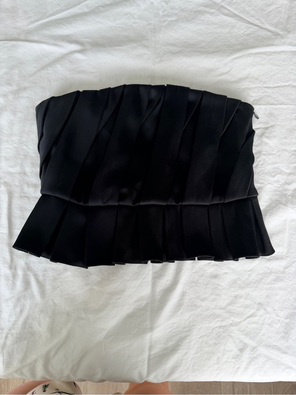 Zara Black Pleated Strapless Crop Top